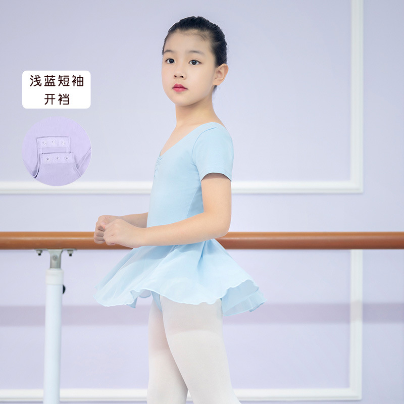 Traje de práctica de danza para niñas, traje de examen de danza china de otoño de manga larga, vestido de ballet, leotardo de una pieza de manga corta para niñas.