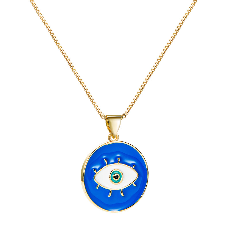 Wholesale Jewelry Copper Eye Round Pendant Necklace Nihaojewelry display picture 11