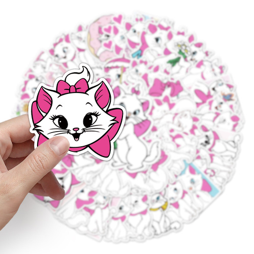 50 Cute Mary Cat Sticker Cartoon Cat DIY Luggage Skateboard Motorcycle Decor Phone Sticker