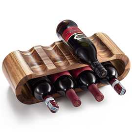 家用实木桌面式斜放葡萄酒架展示架酒瓶酒架子创意双层红酒架摆件