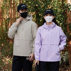 2024年春秋向け カップル用 アウトドア シングルレイヤー 防風防水ジャケット 登山服 軽量