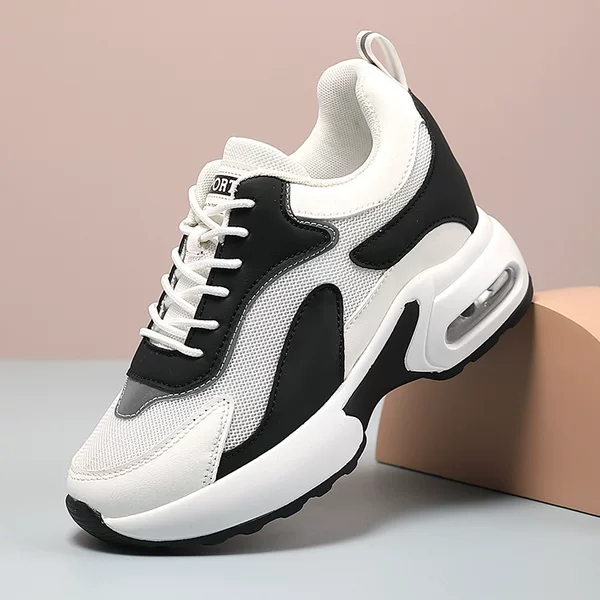 Cross-Border New Women's Autumn Breathable Versatile Thick-Soled Shoes with Increased Height Sports Casual Shoes Real Air Cushion Dropshipping