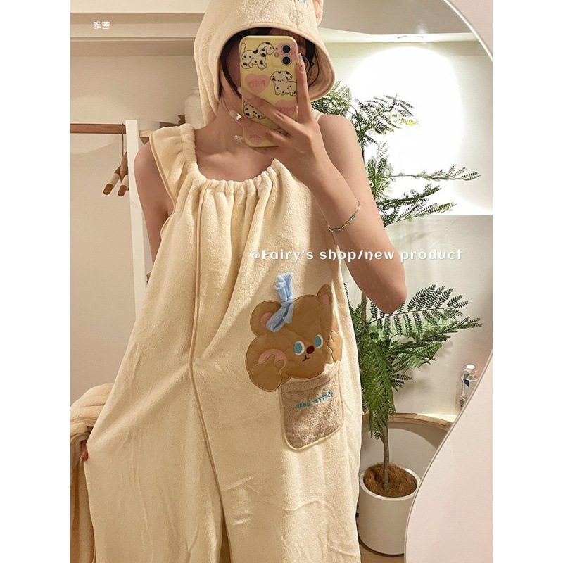 Cute Bear Bath Towel, Absorbent and Quick-Drying, Suitable for Adults, Home Use, Dormitory, Hair Drying Cap, Towel That Can Be Wrapped Around, Thickened, Wearable Bath Skirt Cute Bear Bath Towel, Absorbent and Quick-Drying, Suitable for Adults, Home Use, Dormitory, Hair Drying Cap, Towel That Can Be Wrapped Around, Thickened, Wearable Bath Skirt