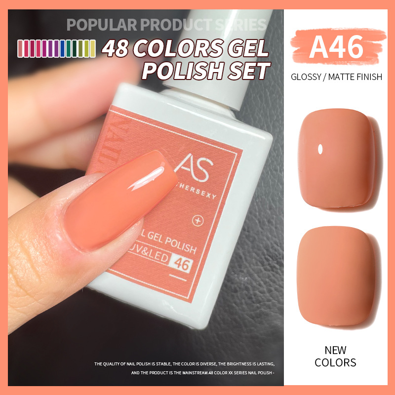 Una botella de pegamento de esmalte de uñas de un color 2022 nuevo verano popular 48-color Pequeño conjunto para el salón de uñas traje completo
