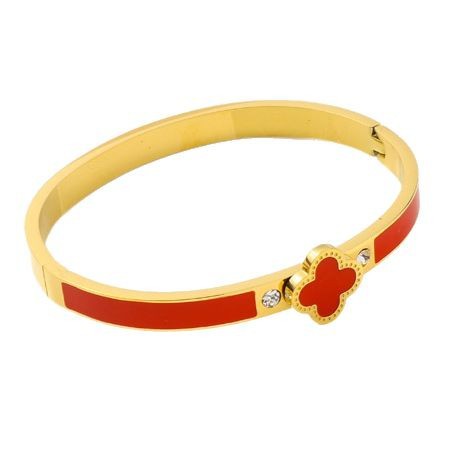 Amazon venta transfronteriza buena suerte cuatro hoja de titanio pulsera de acero para mujeres no decolor esmalte ligero de lujo alto al por mayor spot