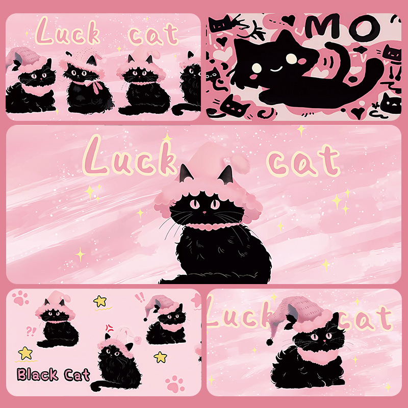 Caricatura gato negro mouse pad super grande estudiante juegos de deportes animados cuadrados computadora teclado pad escritorio