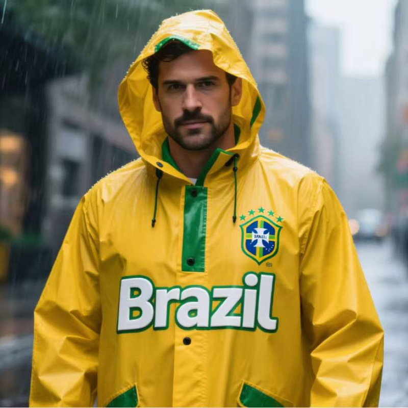 Wow, Custom Fifa World Cup Raincoats with Brazil, France, Germany, Argentina, and Usa Logos Printed on Them