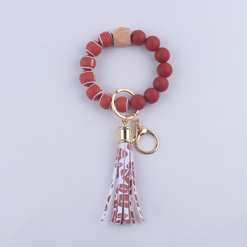 Simple Style Style Simple Style Round Silica Gel Beaded Women's Keychain