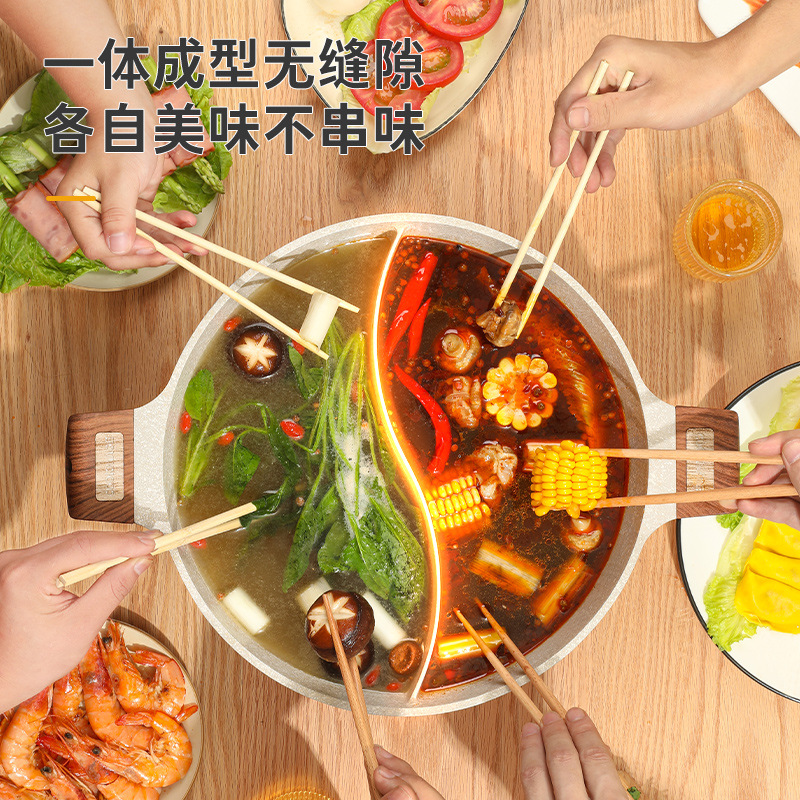 Hot pot, mandarin duck pot, medical stone aluminum pot, small soup pot, induction cooker, gas suitable for thickening clear soup, non-stick pot wholesale