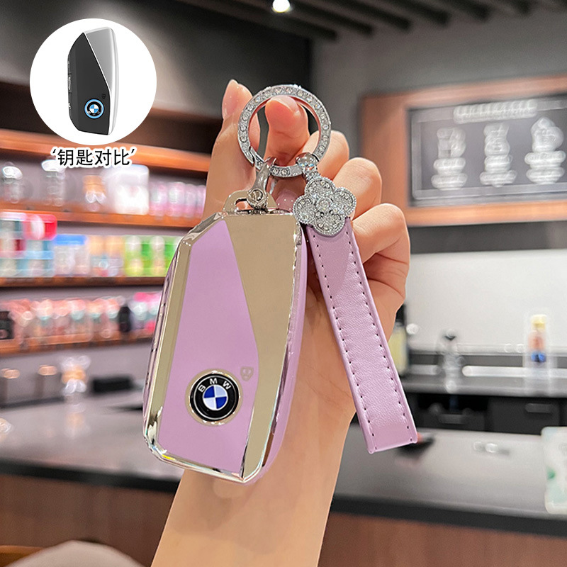 C타입 [실버 엣지 퍼플] 싱글 쉘 + 다이아몬드가 박힌 네잎 클로버 로프