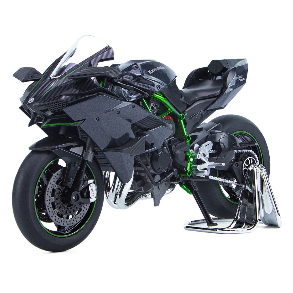 Modelo de motocicleta Chuanqi H2R 1:9 con articulación en la rueda delantera, efectos de sonido y luz, adorno de motocicleta de aleación realista para coleccionistas.