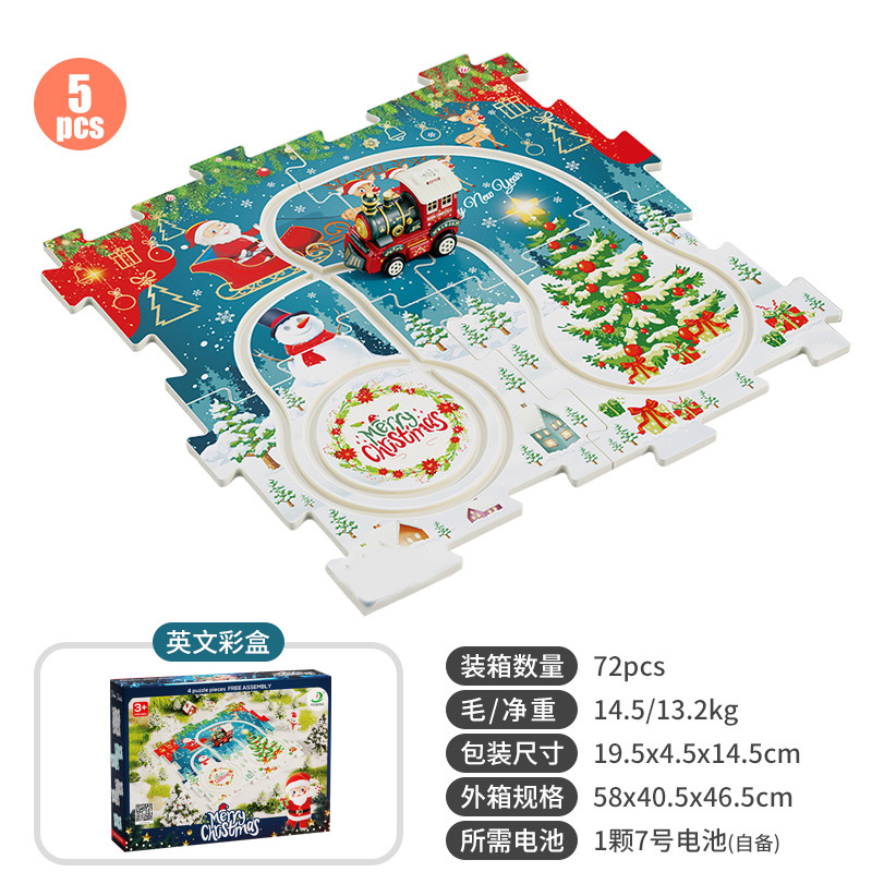 Puzzle eléctrico transfronterizo tren tren juguetes ensamblaje puzzle Navidad clásico tren infantil puzzle dinosaurio coche