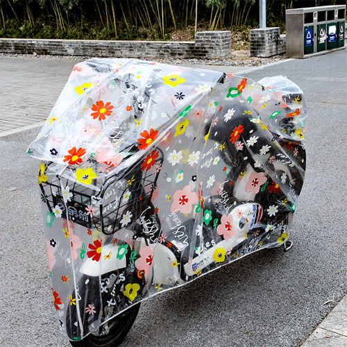 Electric car cover PEVA thickened transparent rain cover windproof and rainproof bicycle cover dustproof and sunproof battery car cover