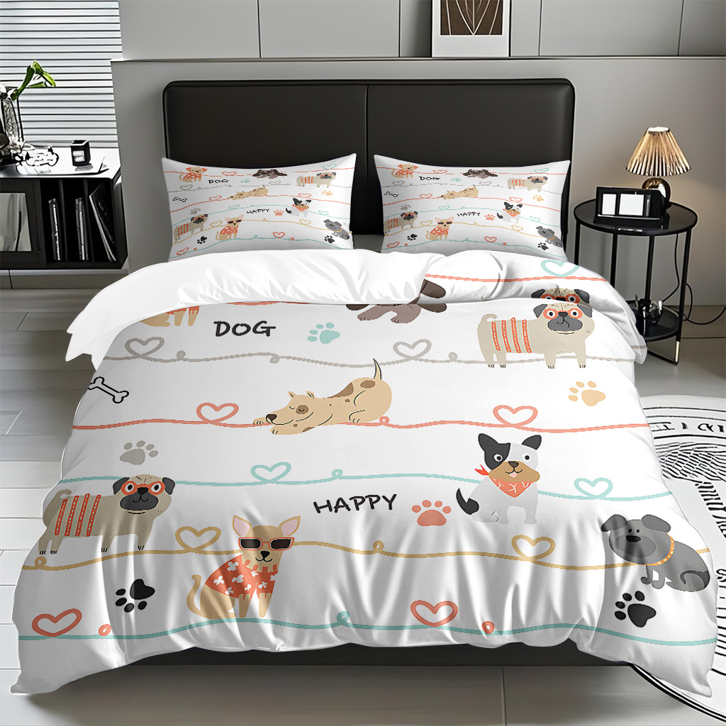 Fábrica directa para textiles caseros moles lindos cachorros impresión digital colcha colcha TEMU / JIT