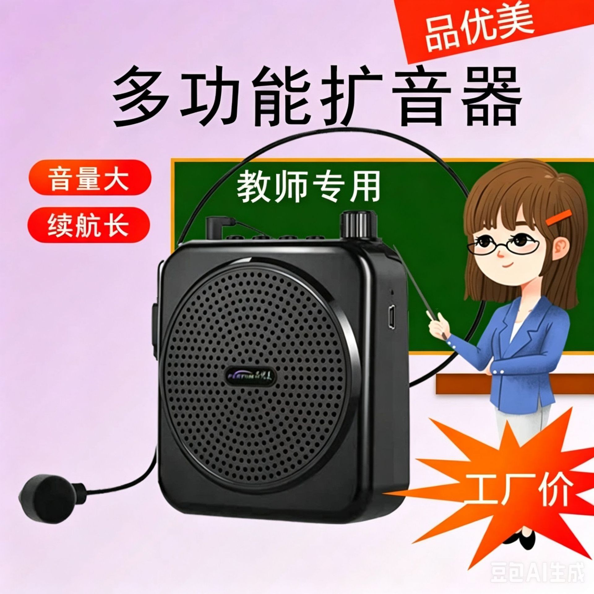 Little bee loudspeaker Teacher waist -hanging wired headset player…