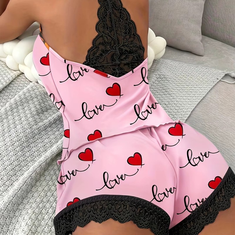 Cross-Border European and American Foreign Trade Pajamas, Crochet Milk Silk Sleeveless Halter Top, Shorts, Loungewear, Lace Women's Two-Piece Set