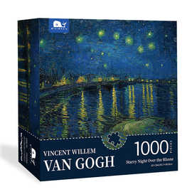 Miniwhale名画拼图1000块罗纳河上的星夜纸质拼图1000片成年批发