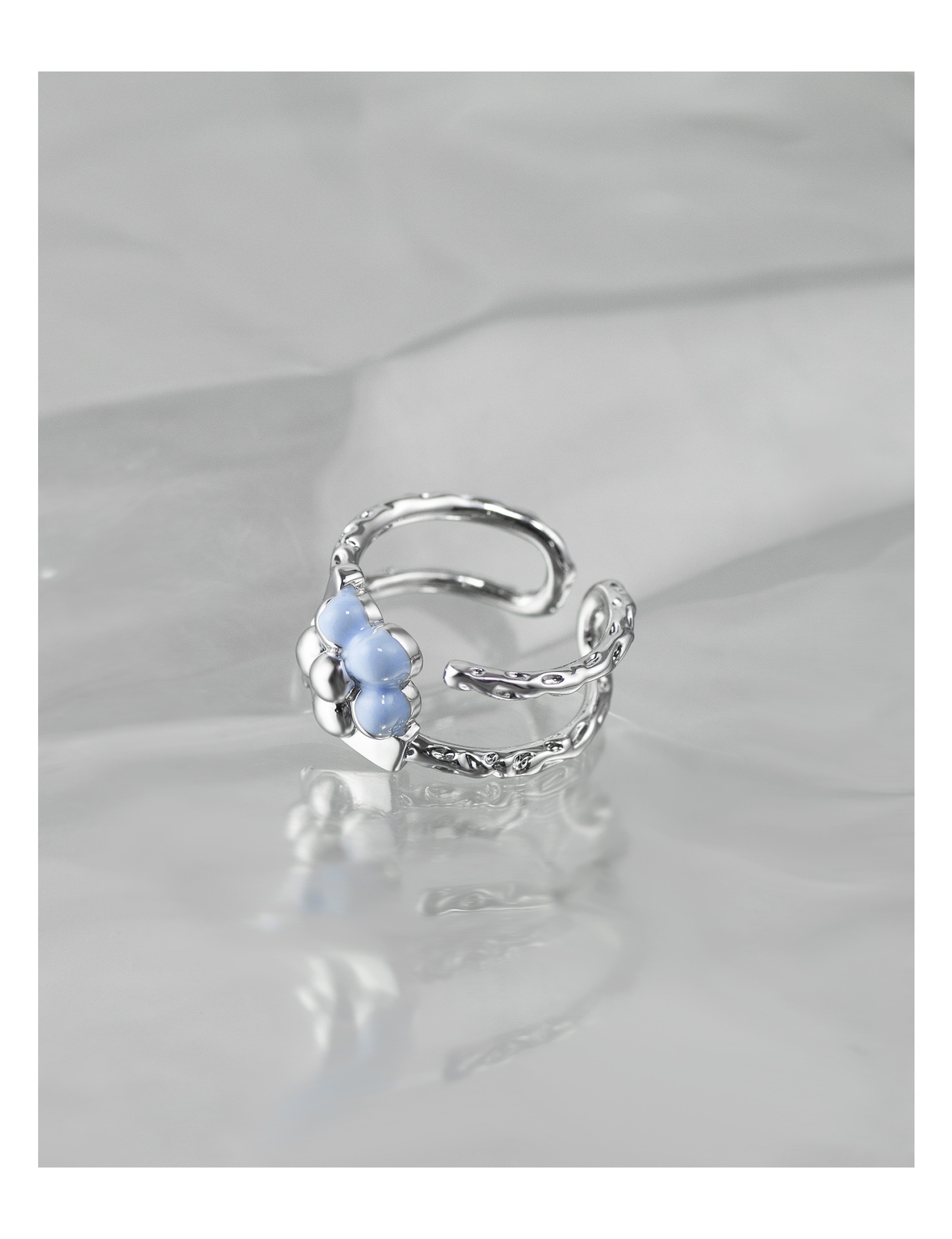 Fashion Flower Copper Epoxy Open Ring