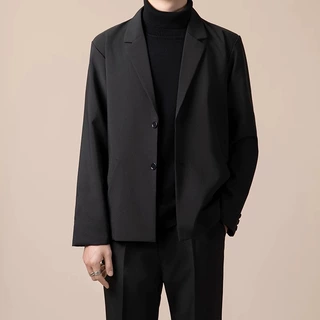 休闲西装外套男宽松痞帅黑色小西服高级感上衣单西商务正装韩版男