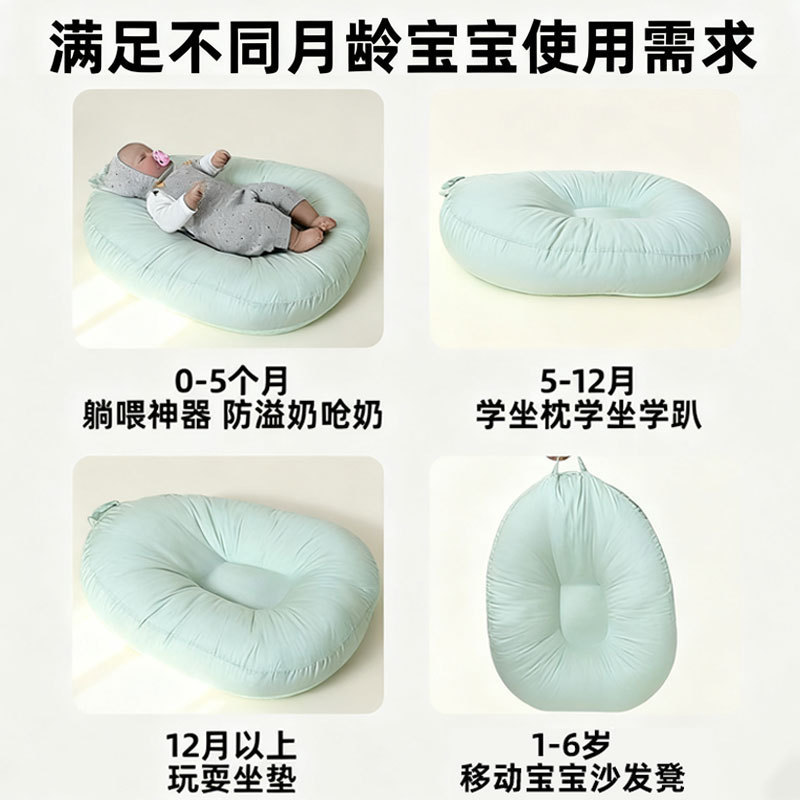 ベビー用斜め枕、嘔吐防止、窒息防止、授乳用、新生児用、横向き授乳用枕、二層純綿|undefined