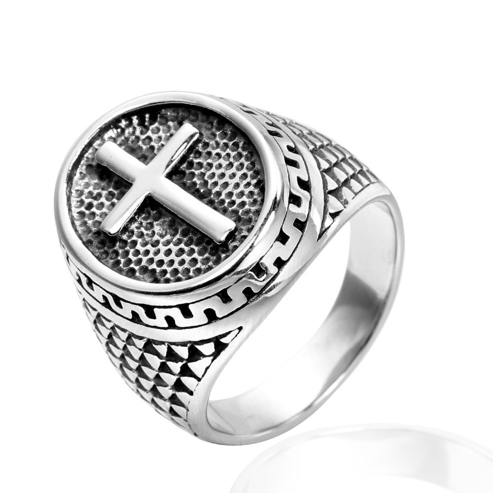 Rings Classification Hip-Hop Cross Titanium Steel Plating 18K Gold Plated Men'S Rings Men Signet Rings