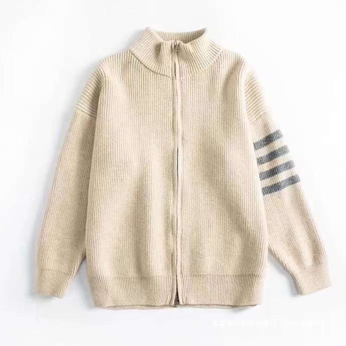 Fashionable trend knitted sweater with zipper