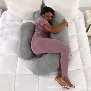 Cross-Border Pregnancy Side Sleeping Wedge Pillow Polyester Fiber Washable Knitted Maternity Pillow Pure Cotton Pillow U-Shaped Breastfeeding Pregnancy Pillow