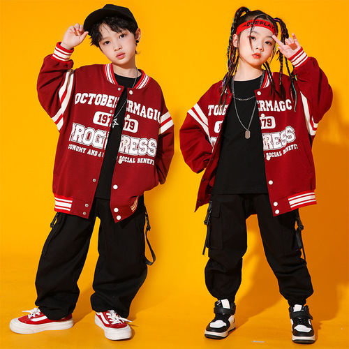 Children boys girls rapper jazz street dance costumes gogo dancers dance tide suit boy hip-hop drum model show clothing  for kids