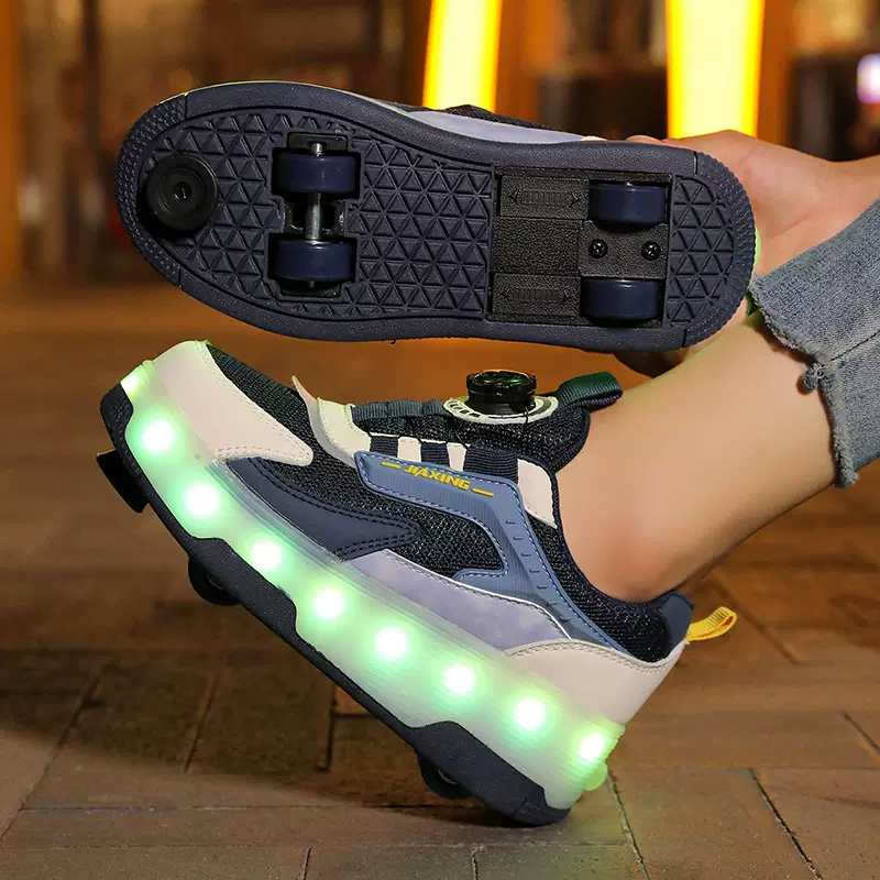 暴走鞋儿童四轮滑板飞行鞋女孩带轱辘可收缩可走路学生男童运动鞋