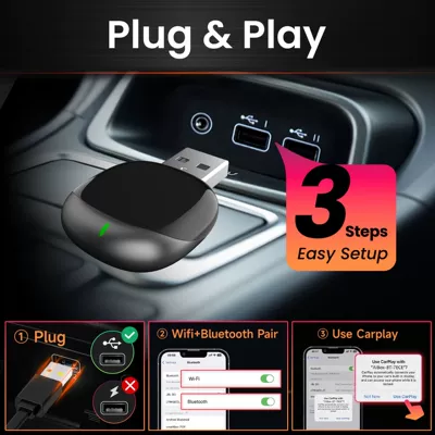 Wireless Carplay Box Suitable for Mercedes-Benz Audi Car Mobile Phone Interconnection Official Version Wired Carplay to Wireless (Simsiz CarPlay və Android Auto)