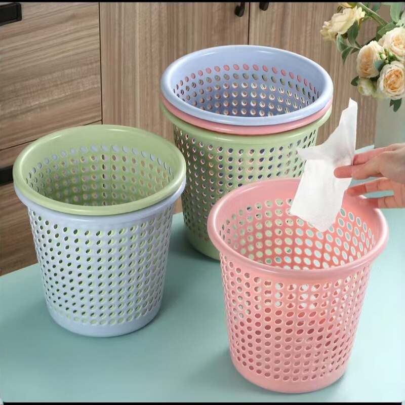 Paper Basket Household Trash Can Without Lid Living Room Bathroom Kitchen Office Thickened Plastic Trash Can Trash Can Batch