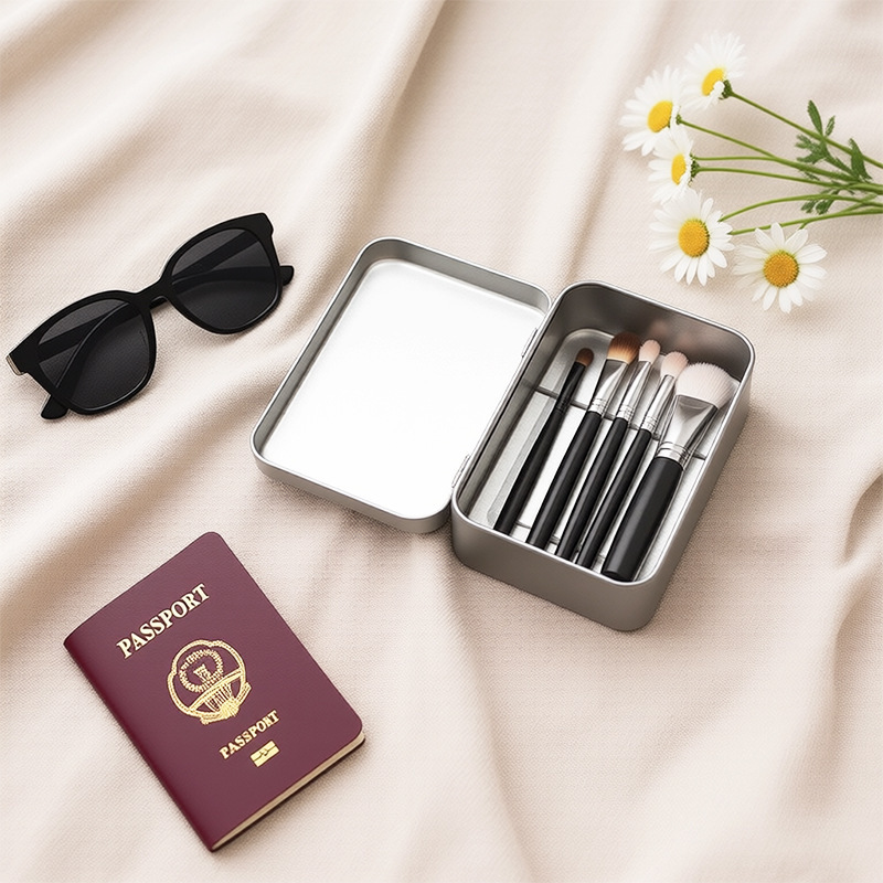 Customized Rectangular Flip-Top Iron Box Makeup Brush Tool Metal Packaging Pure Color Frosted Balm Card Tin Box