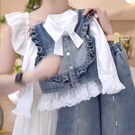 女童秋装洋气时髦套装2026新款儿童韩版童装女宝宝时尚牛仔三件套