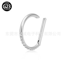 G23钛合金电商畅销款D字鼻钉鼻环身体穿刺F136钛镶石电镀18K金