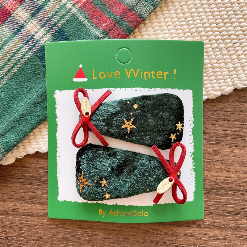 Christmas Bow Hairpin Red And Green Glitter Hair Accessory_voghion.com