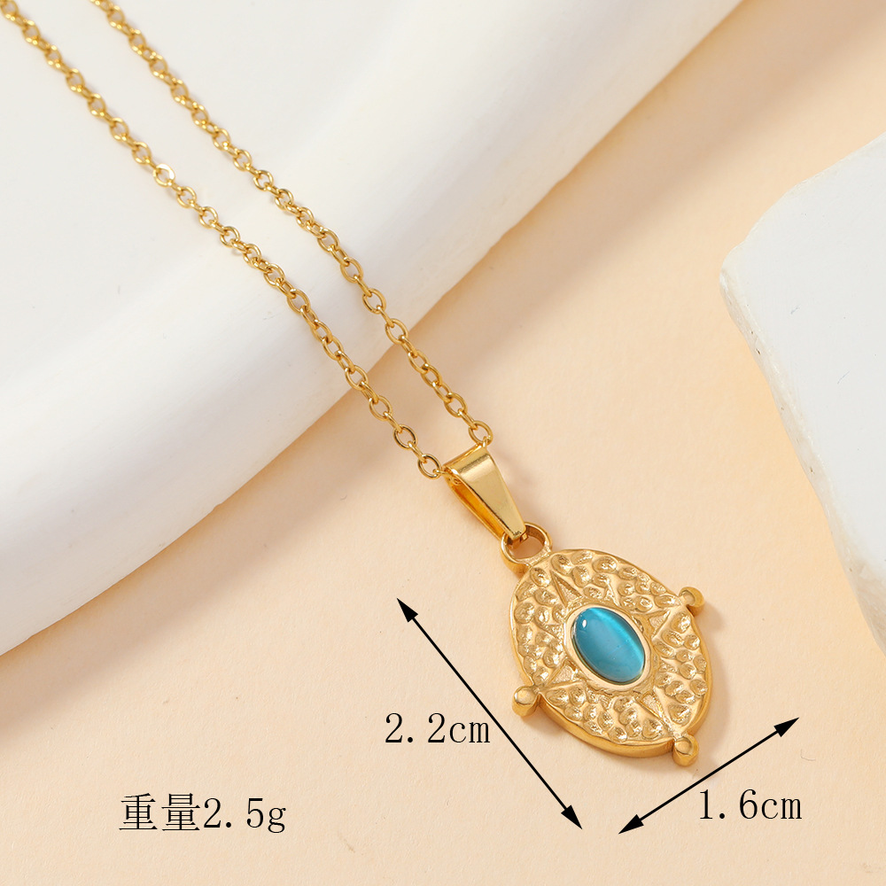 Colgante único, fundición de acero inoxidable, joyería de lujo ligera, amor, ovalado, gemas de colores, diamantes completos, accesorios de collar de bricolaje