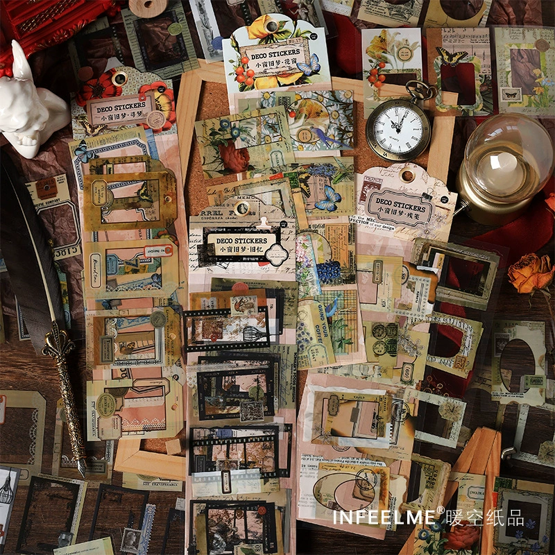 Маленькое окно старая МЕЧТА СЕРИИ Infeel.me наклейки DIY Ретро коллаж границы Базовые наклейки 6 штук на 4