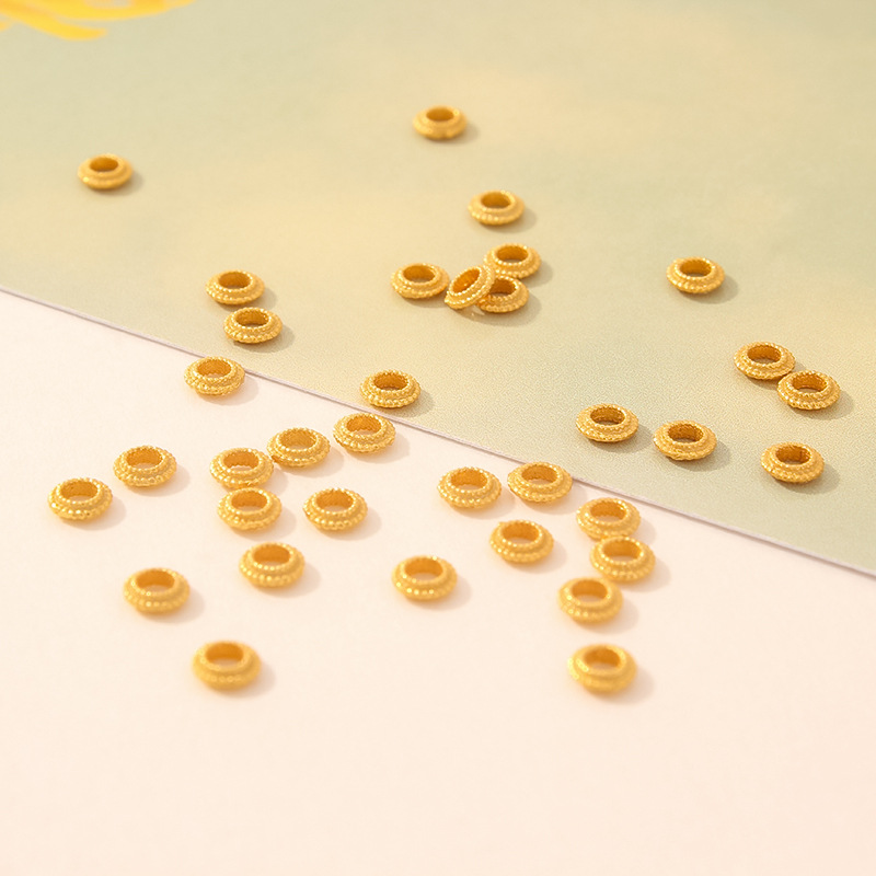 S925 Silver Gold-Plated Ancient Gold Ufo Spacer Flower Bead DIY Bracelet Accessories Handmade Loose Beads Necklace Accessories