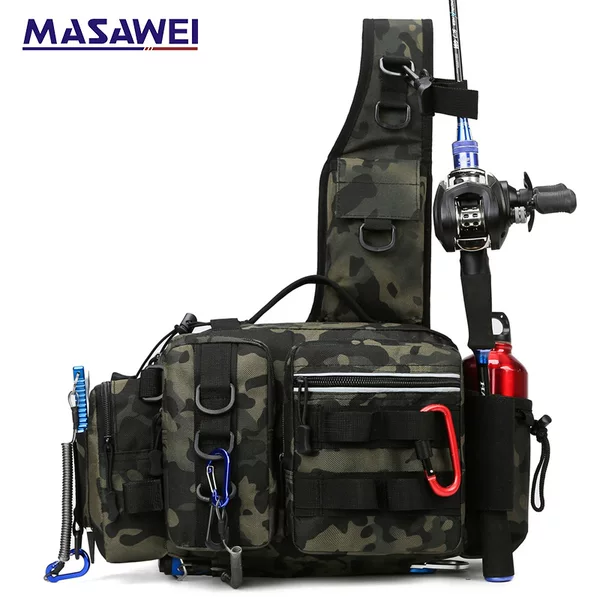 Cross-Border Wholesale Large-Capacity Outdoor Tactical Backpack Multi-Functional Fishing Multi-Pocket Fishing Bag Men's Lightweight Waist Bag