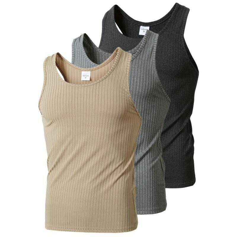 J 72327 Vertical Stripes Summer Knit Men's Tank Top