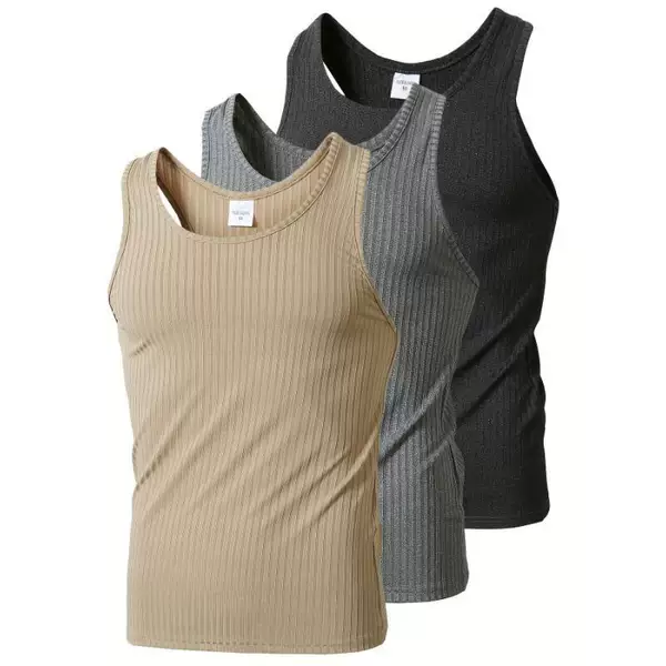 J 72327 Vertical Stripes Summer Knit Men's Tank Top