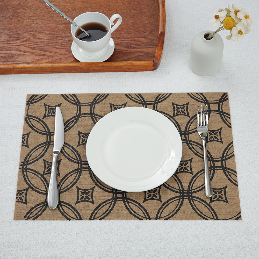 Nuevo Lino placemat PVC Montaña Rusa serigrafía Totem flor antideslizante Placa de aislamiento estera cafetería hogar estera decorativa