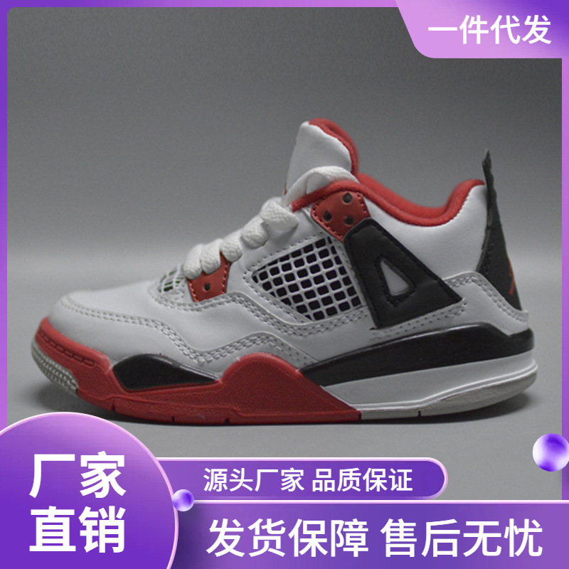 Venta al por mayor AJ4 zapatos para niños y niñas bebé Joe 4 zapatos de baloncesto niños mayores estudiantes zapatos de entrenamiento con cordones Putian zapatos de los niños Putian