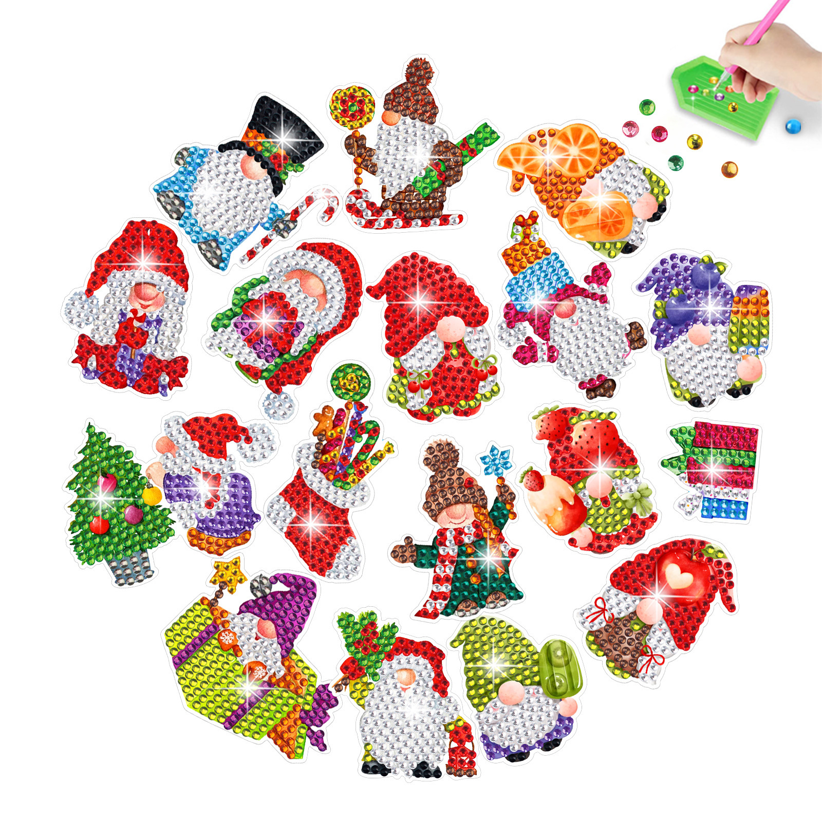 Pegatinas de Diamantes de Navidad con Diseño de Enano, DIY, para Pared, Hechas a Mano para Niños, de Dibujos Animados, Pegatinas de Diamantes Aleatorias, Venta al por Mayor