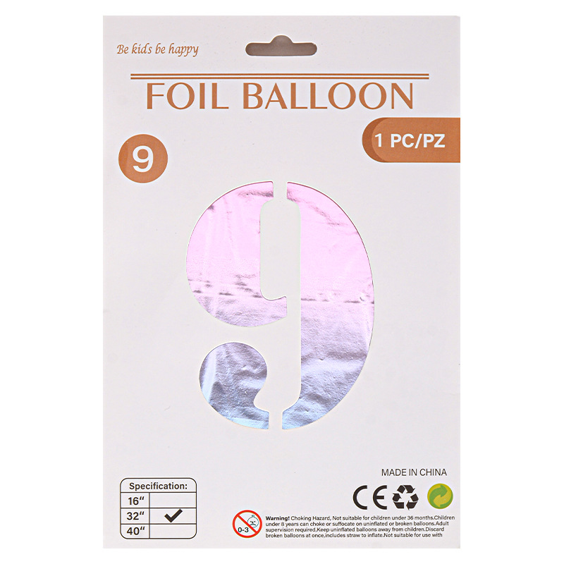 32 pulgadas Tarjeta de papel digital OPP globo de embalaje independiente fiesta de cumpleaños ambiente decorativo globo