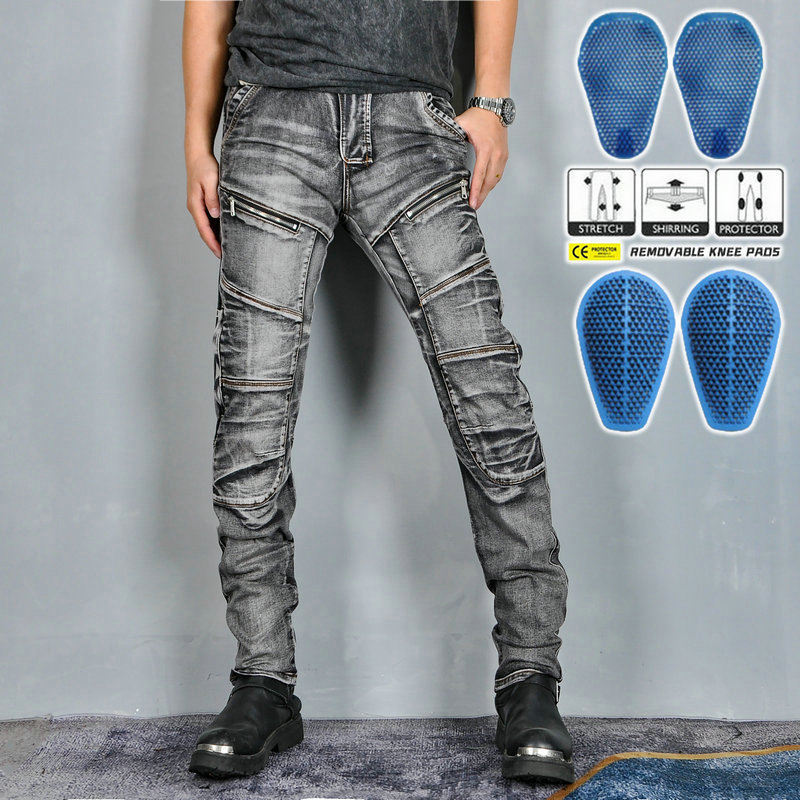 Motorcycle Jeans Men's Motorcycle Riding Pants Kevlar Anti-tear Racing Stretch Anti-fall Pants Silicone Protector