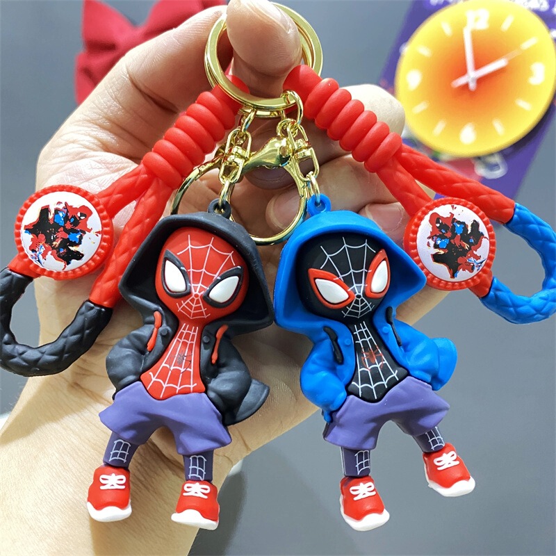 Cross-border Cartoon Sweatshirt Spider-Man Marvel Series Keychain Pendant Iron Man Captain America Keychain Gift