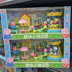 趣味小猪乐园过家家游乐园荡秋千滑滑梯旋转木马男孩女孩互动玩具
