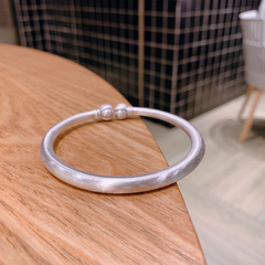 足銀999.9光沢面古法カボチャ頭シンプルブレスレット女子学生口中実銀ブレスレット卸売り直播金