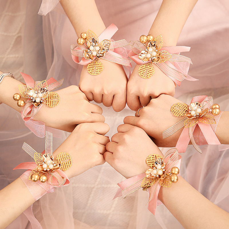 花嫁の手首花花嫁の手花超仙腕花結婚式姉妹団森系感手環花結婚胸花|undefined